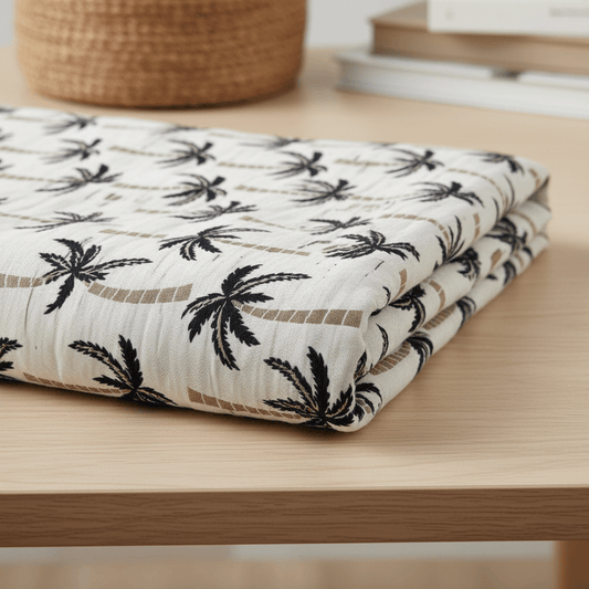 White & Black Tropical Cotton Blend Jacquard (SKU: JDD-494)
