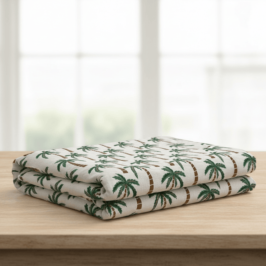 White & Green Tropical Cotton Blend Jacquard (SKU: JDD-493)
