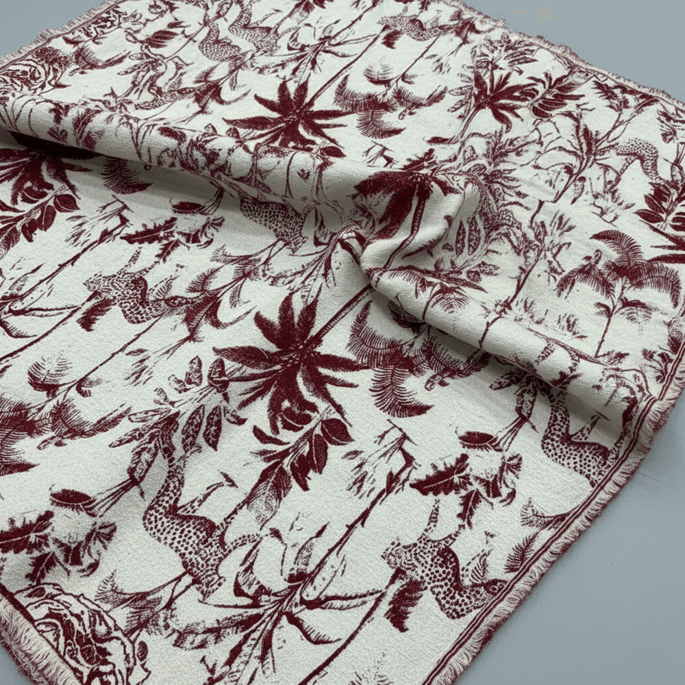 White & Red Torpical, Animal Design Cotton Blend Jacquard (SKU: JDD-489)