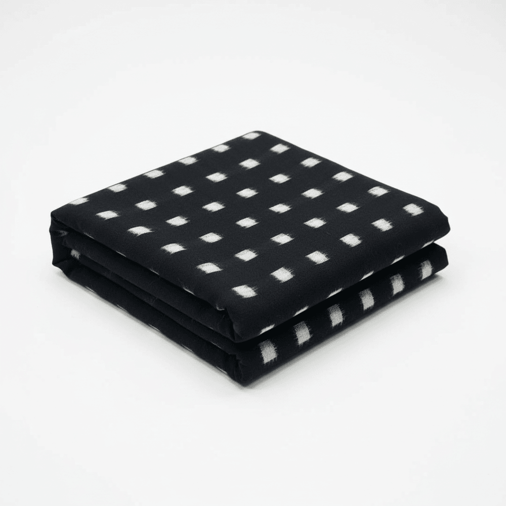 Black Checks Handwoven Cotton Ikat | SKU: IKK-112