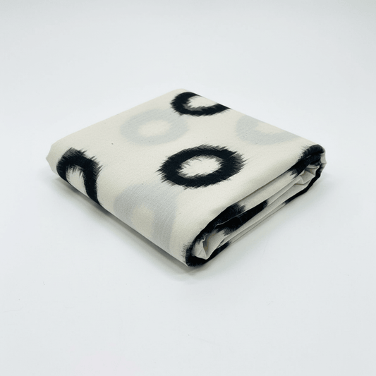 White & Black Circle Handwoven Cotton Ikat | SKU: IKK-222