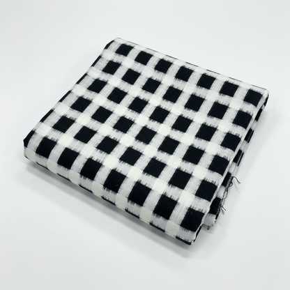 White & Black Square Handwoven Cotton Ikat | SKU: IKK-621