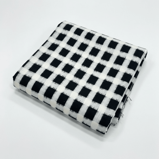 White & Black Square Handwoven Cotton Ikat | SKU: IKK-621