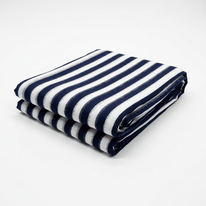 Blue & White Stripe Handwoven Cotton Double Ikat Fabric for Men's Shirt | Width: 44"