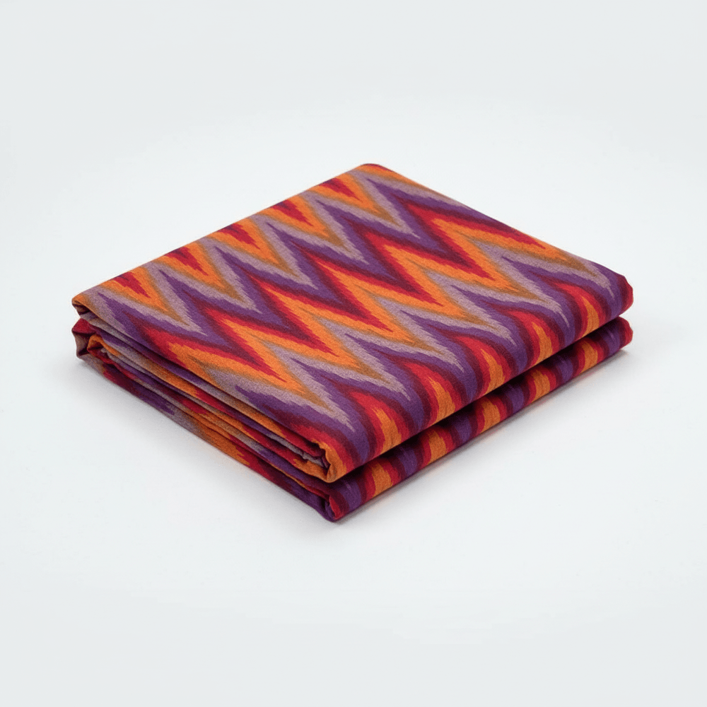 Multicolor Chevron Fine Quality Cotton Handloom Ikat Fabric for Dress Material | Width: 44"