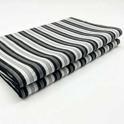 Black & White Stripe Handwoven Cotton Double Ikat Fabric