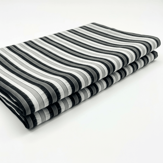 Black & White Stripe Handwoven Cotton Double Ikat Fabric