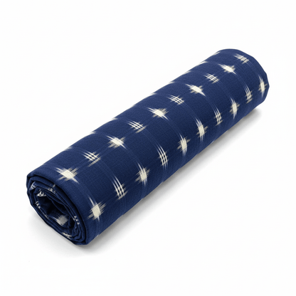 Blue color Handwoven Cotton Heavyweight Thick Ikat Fabric for Jackets & Upholstery | Width: 44"