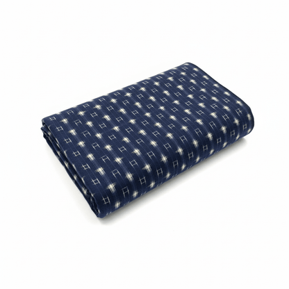Blue Checks Handwoven Cotton Heavyweight Thick Ikat Fabric for Jackets & Upholstery | Width: 44"