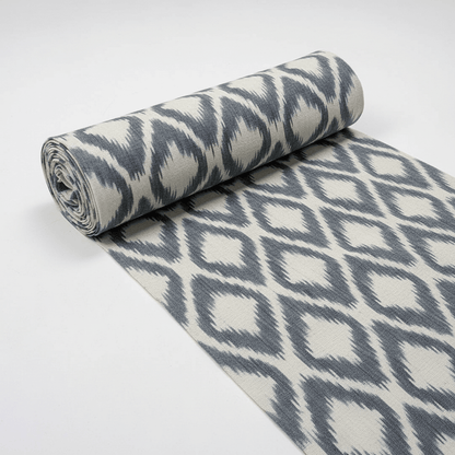 White & Grey Cotton Handloom Heavyweight Thick Ikat Fabric for Jackets & Upholstery | Width: 44"