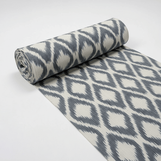 White & Grey Cotton Handloom Thick Ikat | SKU: IKK-322
