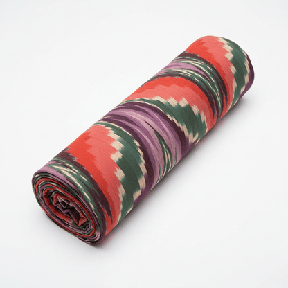 Multicolor Chevron Design Handloom Cotton Heavyweight Thick Ikat Fabric for Jackets & Upholstery | Width: 54"