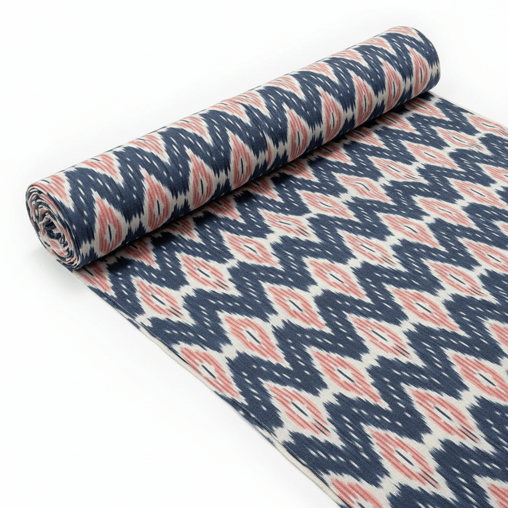 Multicolor Handloom Cotton Heavyweight Thick Ikat Fabric for Jackets & Upholstery | Width: 54"