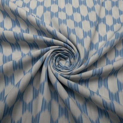 Off White & Ice Blue Fine Quality Cotton Handloom Ikat | SKU: IKK-635