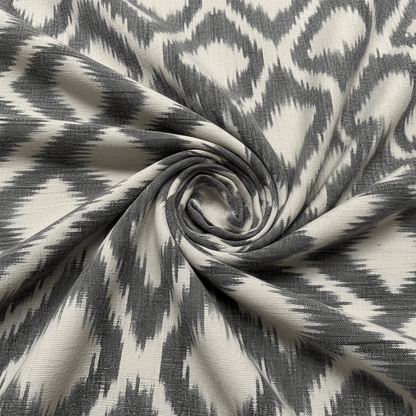 White & Grey Cotton Handloom Heavyweight Thick Ikat Fabric for Jackets & Upholstery | Width: 44"