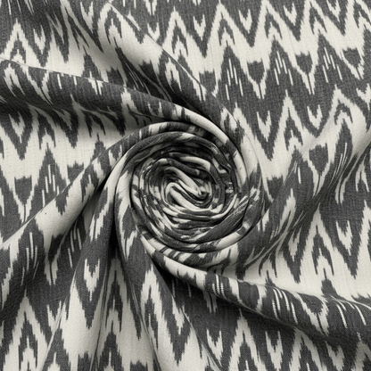Grey & White Handloom Cotton Heavyweight Thick Ikat Fabric for Jackets & Upholstery | Width: 44"