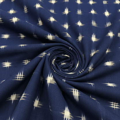 Blue color Handwoven Cotton Heavyweight Thick Ikat Fabric for Jackets & Upholstery | Width: 44"