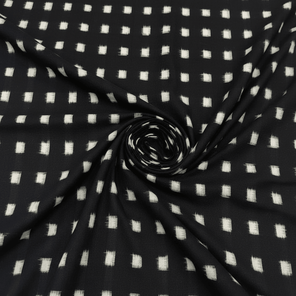 Black Checks Handwoven Cotton Ikat | SKU: IKK-112