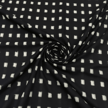 Black Checks Handwoven Cotton Ikat | SKU: IKK-112