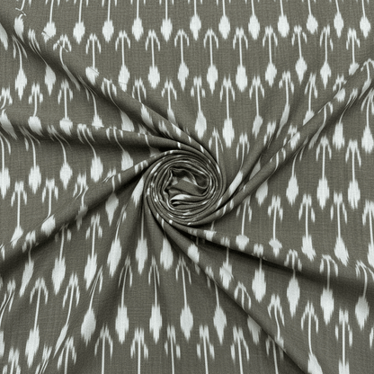 Beige color Handloom Cotton Ikat Fabric for Dresses | Width: 44"