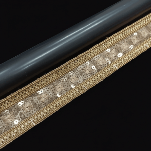 Copper & Sequin Zari Lace Set of 5 Meter | SKU: Z-2