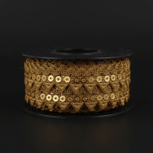 Golden Sequin Zari Lace Set of 5 Meter | SKU: Z-5