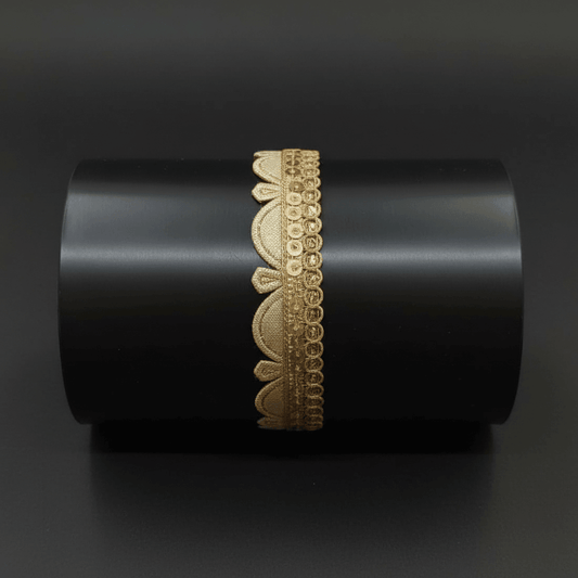 Golden Sequin Zari Lace | SKU: Z-11