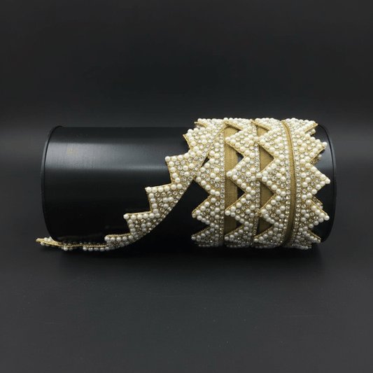 Golden & Pearl Beeds Fancy Lace | SKU: Z-18