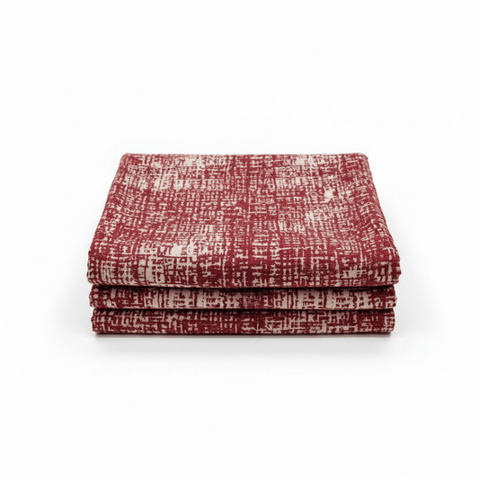 Red Abstract Cotton Blend Jacquard