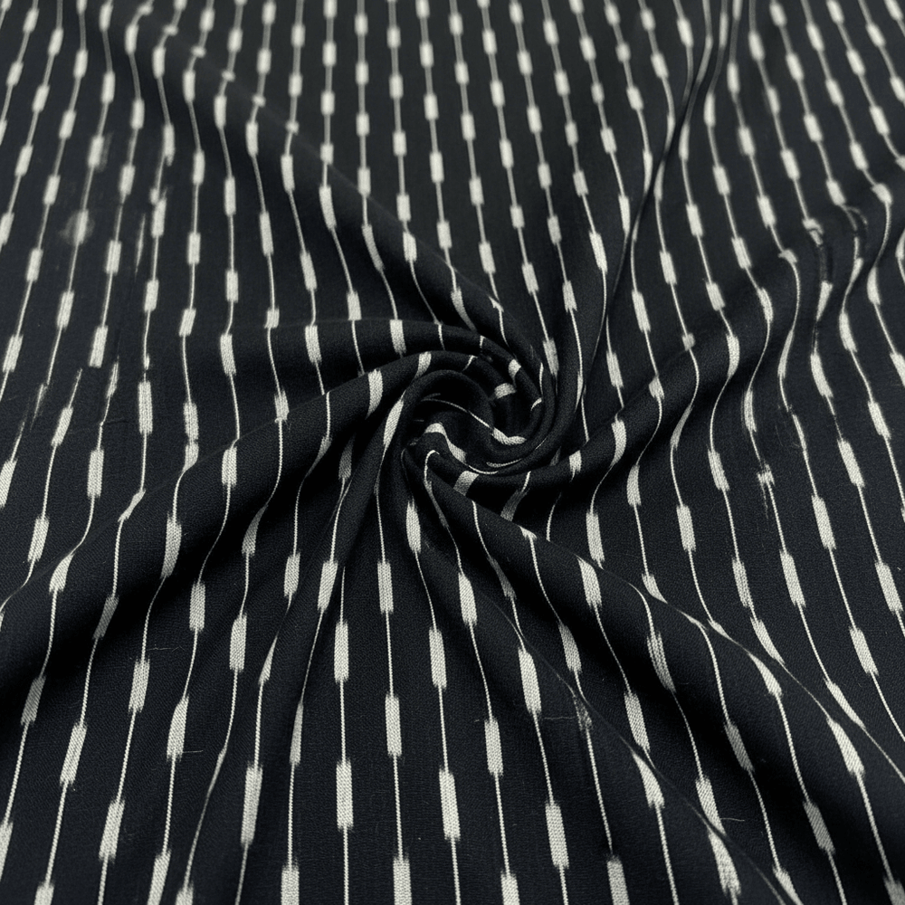 Black & White Stripe Design Handloom Cotton Ikat | SKU: I-855