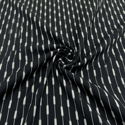 Black & White Stripe Design Handloom Cotton Ikat | SKU: I-855