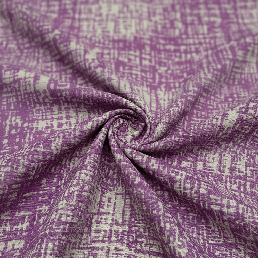 Purple Abstract Cotton Blend Jacquard