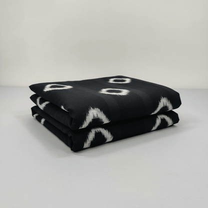 Black & White Diamond Handwoven Cotton Double Ikat Fabric for Dresses | Width: 44"