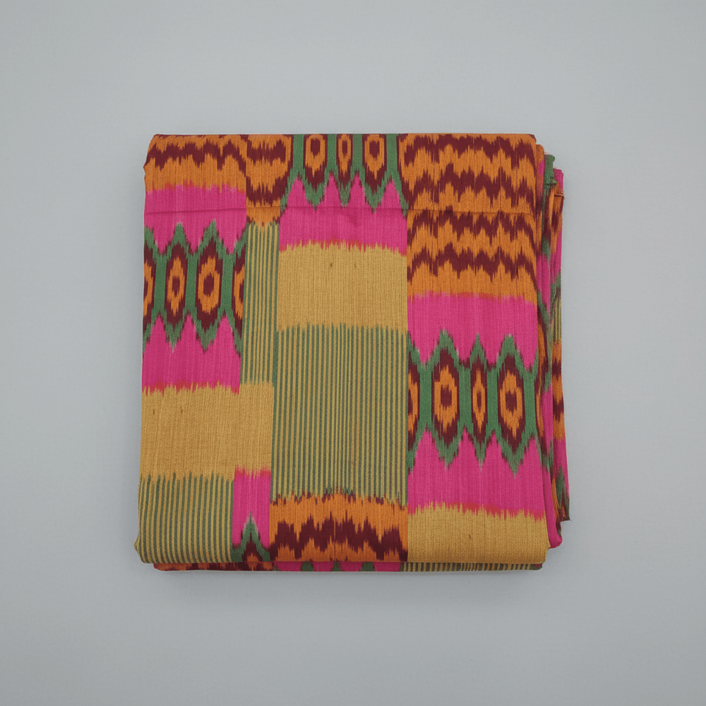 Multi Colour Fine Quality Cotton Handloom Ikat Fabric for Dress Material | Width: 44"