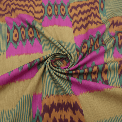 Multi Colour Fine Quality Cotton Handloom Ikat Fabric for Dress Material | Width: 44"