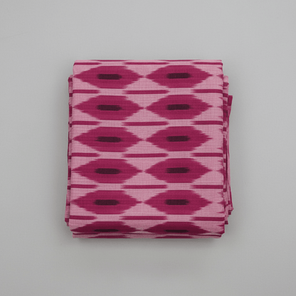 Hot Pink Big Pattern Fine Quality Cotton Handloom Ikat Fabric for Dresses | Width: 44"