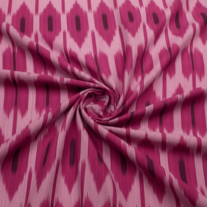 Hot Pink Big Pattern Fine Quality Cotton Handloom Ikat Fabric for Dresses | Width: 44"