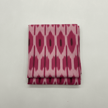Pink Big Pattern Fine Quality Cotton Handloom Ikat Fabric for Dresses | Width: 44"