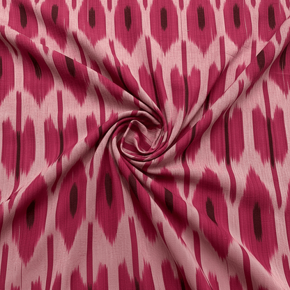 Pink Big Pattern Fine Quality Cotton Handloom Ikat Fabric for Dresses | Width: 44"