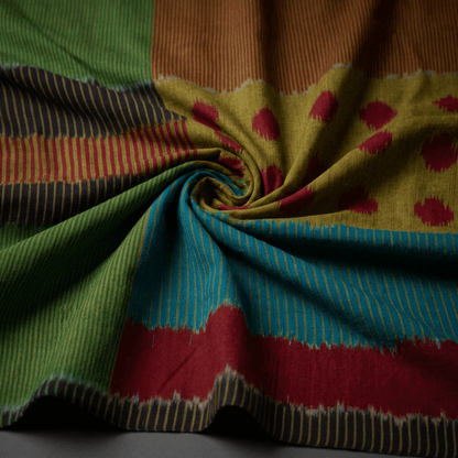 Multicolor Design Fine Quality Cotton Handloom Cotton Ikat Fabric for Dress Material | Width: 44"