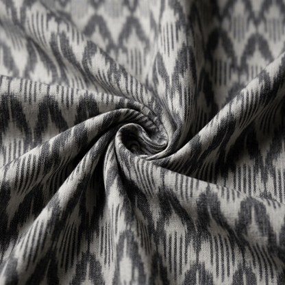 White & Grey Cotton Handloom Heavyweight Thick Ikat Fabric for Jackets & Upholstery | Width : 54"