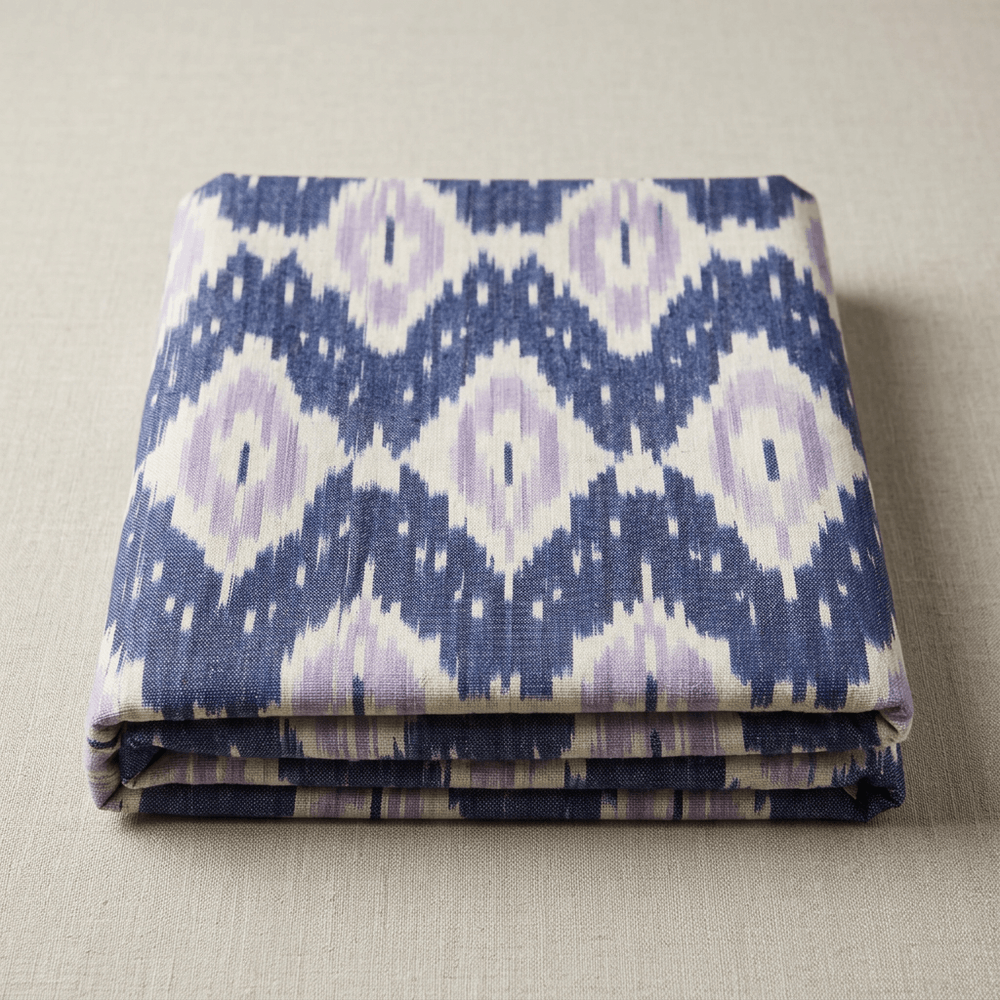 Purple Design Cotton Handloom Heavyweight Thick Ikat Fabric for Jackets & Upholstery | Width : 44"