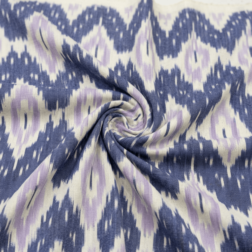 Purple Design Cotton Handloom Heavyweight Thick Ikat Fabric for Jackets & Upholstery | Width : 44"