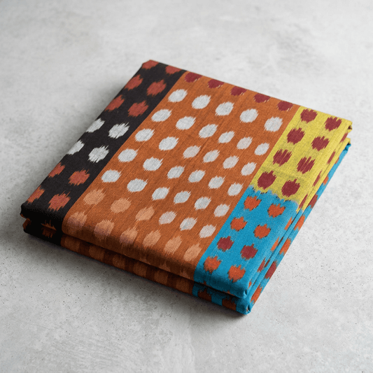 Multicolor Dot Design Fine Quality Cotton Handloom Ikat Fabric for Dresses | Width : 44"