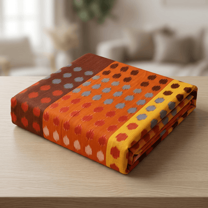 Multicolor Dot Design Fine Quality Cotton Handloom Ikat Fabric for Dress Material | Width : 44"