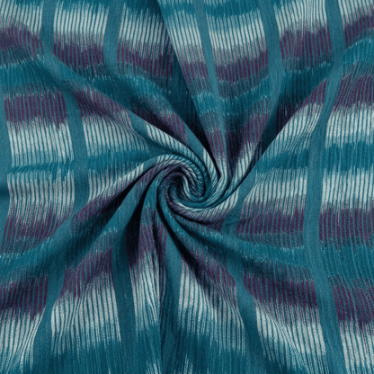 Green Cotton Crepe Handloom Ikat Fabric for Dresses | Width : 44"