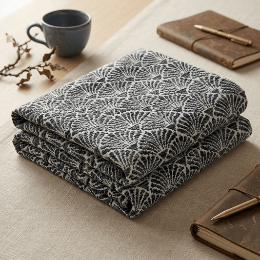 Black & Grey Cotton Blend Jacquard Fabric for Upholstery