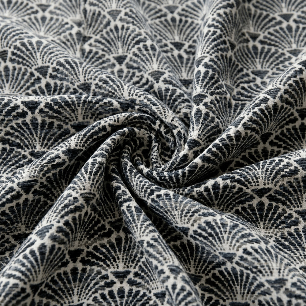 Black & Grey Cotton Blend Jacquard Fabric for Upholstery