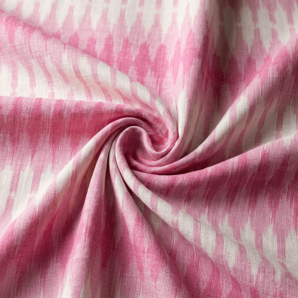 Pink Color Cotton Handloom Ikat Fabric for Dresses | Width: 44"