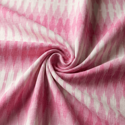 Pink Color Cotton Handloom Ikat Fabric for Dresses | Width: 44"